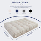 MAXYOYO 8" Futon Mattress Full Size, Ultra Thick Futons Sofa Couch Tufted Sleeper Sofa MAt, Floor Mattress for Adults, Shredded Foam Filling (Frame Not Included), Beige