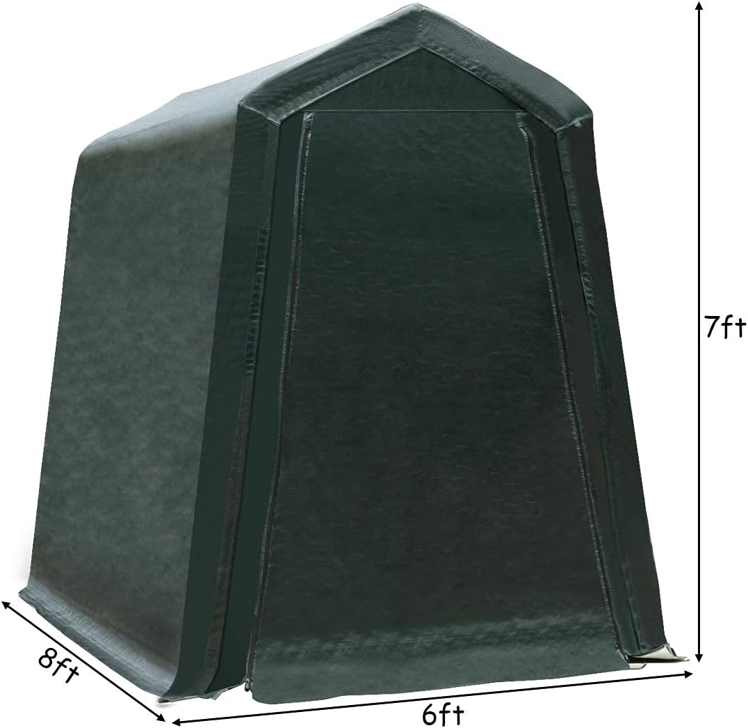 Tangkula 6x8 Ft Outdoor Storage Shelter, Enclosed Carport Tent with All-Steel Metal Frame and Waterproof Ripstop Cover, Outdoor Garage Tent with Sidewalls