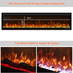 Linear Smart WiFi Electric Fireplace 72 Inch, APP & Touch Screen & Remote Control, 169 Realistic Flame Color Combinations, Timer & Thermostat Fireplace Heater,1500W