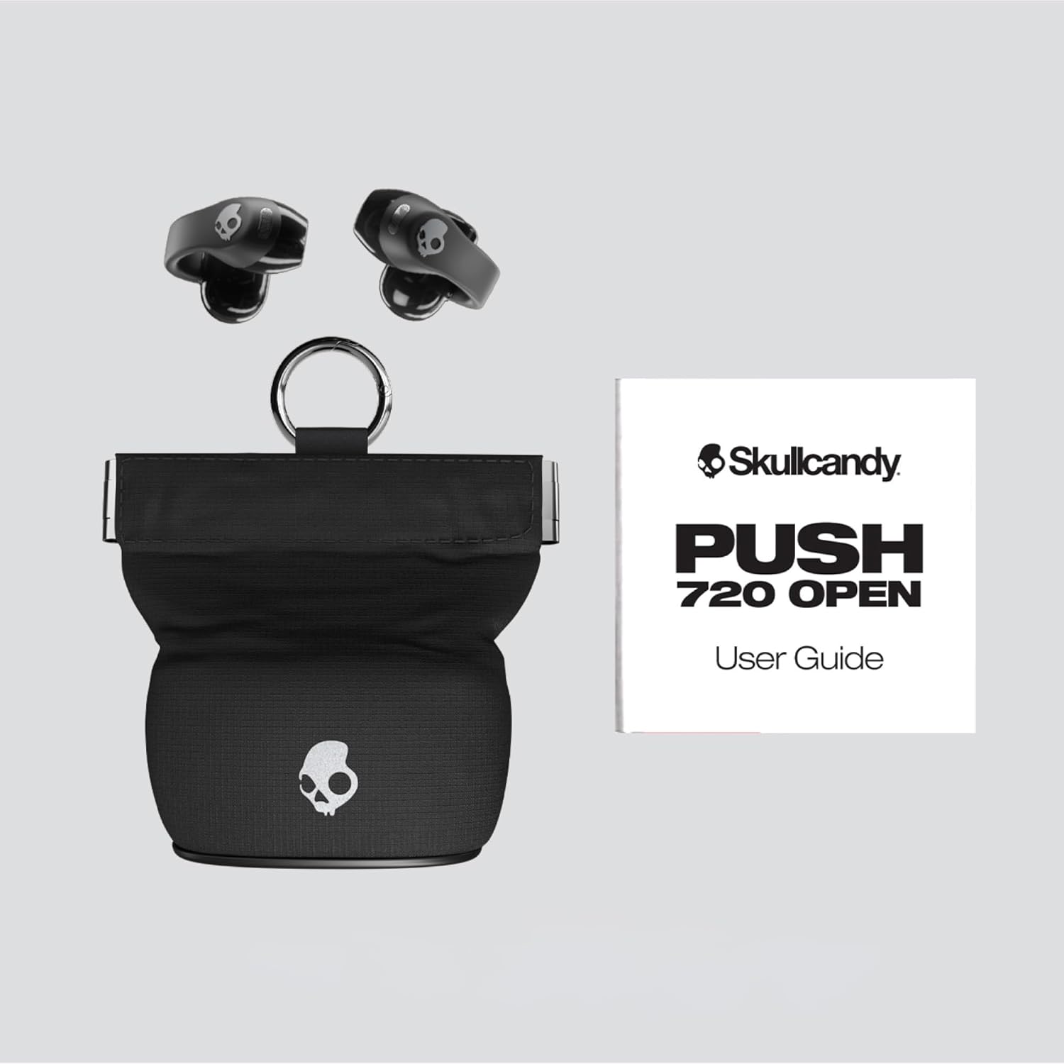Skullcandy Push 720 Open Wireless Open Ear Bluetooth Earbuds  Headphones  Waterproof  Clip-On Lightweight Design  30 Hours Battery  Wireless Charging Pouch  Microphone for iPhone Android - True Black