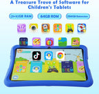 DigiLand Kids Tablet 10.1 inch,Android 15 Tablets,6GB RAM+64GB ROM (Expand to TF) Parental Control,Kids Software Pre-Installed,Dual Camera 2MP+5MP,Android Learning Tablet with Proof Case(Blue)