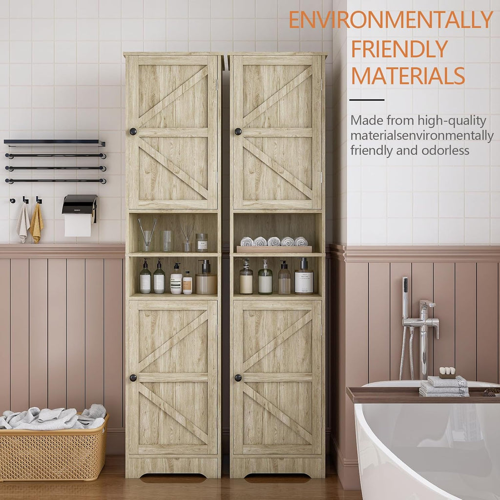 Viaozutis Tall Bathroom Storage Cabinet, Vertical Freestanding Organizer with Adjustable Shelf, Slim Design for Small Bathrooms, Towels & Toiletries Storage Gray