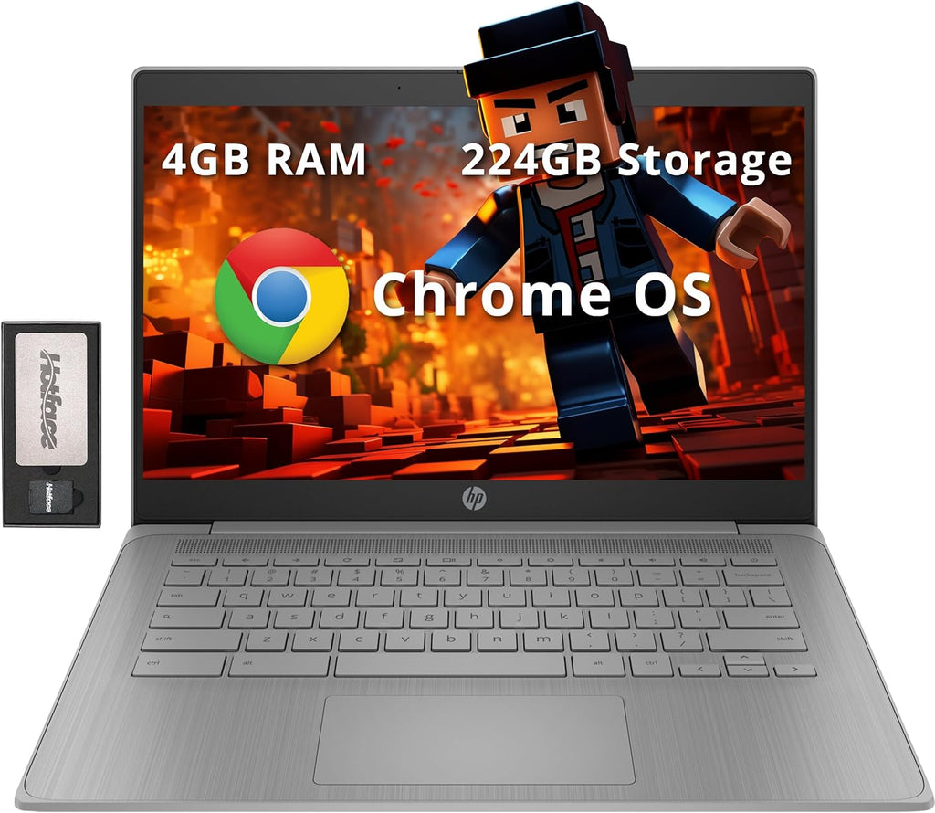 HP Chromebook 14" HD Laptop for Business & Students  Intel Celeron N4120  4GB LPDDR4  224GB Storage(64GB eMMC+160GB Docking Station)  UHD Graphics  Webcam  Long Battery Life  Chrome OS  Modern Gray