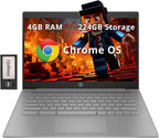 HP Chromebook 14" HD Laptop for Business & Students  Intel Celeron N4120  4GB LPDDR4  224GB Storage(64GB eMMC+160GB Docking Station)  UHD Graphics  Webcam  Long Battery Life  Chrome OS  Modern Gray