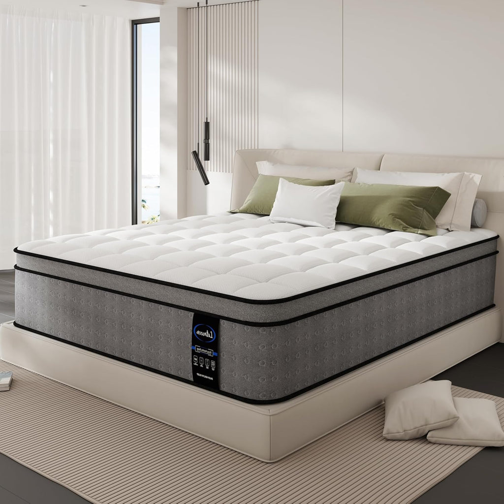 ETMOON 12 Inch Twin XL Mattress, Hybrid Memory Foam Mattress, Medium Firm for Side & Back Sleepers, Motion Isolation, Reinforced Edges, Targeted Back Support, No Fiberglass, Bed in a Box