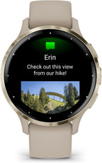 Garmin Venu 3S Soft Gold Stainless Steel Bezel 1.2-Inch AMOLED Touchscreen Display Smart Watch  Phone Supported with 41mm French Gray Case and Silicone Band