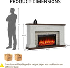 BLANKSPACE 60" Landscape Electric Fireplace with Mantel, Solid Wood Modern Entertainment Center TV Stand, Replaceable 30" Fireplace Insert Heater, for Living Room, Bedroom