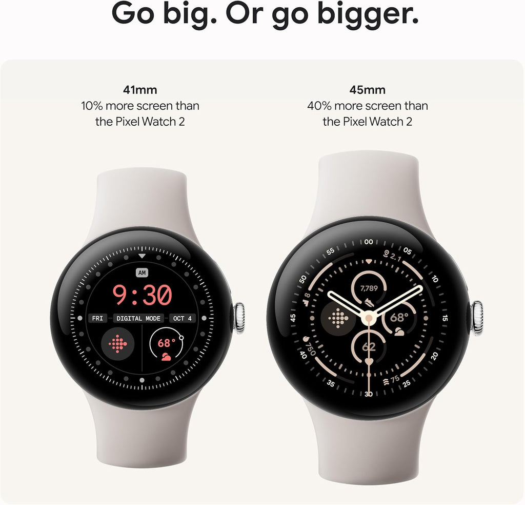 Google Pixel Watch 3 (45mm) 2024 Model - Android Smartwatch  Heart Rate Tracking  Fitbit Advanced Running  Fitness Insights  24-Hour Battery - Matte Black Aluminum Case - Obsidian Band - Wi-Fi