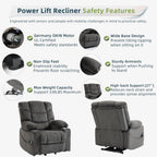 Power Lift Recliner Chair for Elderly, Velvet Recliner with Massage and Heat, Lazy Boy Power Recliner Lay Flat 160° Cup Holders for Living Room