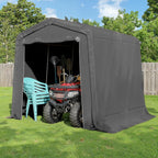 CHARMELEON 8x8FT Heavy Duty Outdoor Storage Shelter,Portable Garage Shelter for Garden Tool Motorcycle Bike,All-Steel Metal Frame Storage Tent with Dual Doors&Thickened Fabric (Dark Gray)