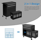 TUFFIOM 8-Drawer Rolling Tool Chest, Tool Storage Cabinet w/Lockable Wheels, Detachable Top, Drawers & Side Hooks, Mechanic Tool Organizer Box for Garage Warehouse Repair Shop