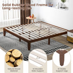 Giantex 14 Inch King Wood Platform Bed Frame, Minimalist Style Mattress Foundation with Solid Rubber Wood, Heavy Duty Slat Support, Without Headboard, Easy Assembly, No Box Spring Needed, Walnut