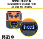KLEIN TOOLS AESEB2 Elite Bluetooth Jobsite Earbuds, True Wireless Earplugs, 25dB NRR Hearing Protection, 24-Hour Playtime, Digital LED Display