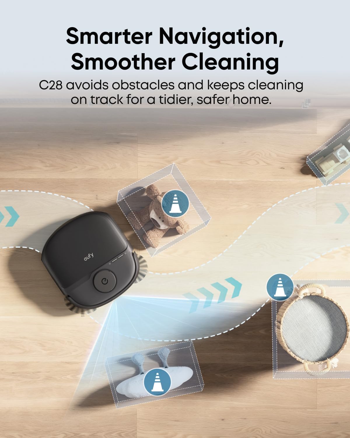 eufy Robot Vacuum C28 for Pet Hair, 15,000 Pa Suction, HydroJet™ Self-Cleaning Roller Mop, DuoSpiral Anti-Tangle Brush, All-in-One Auto-Empty Station, AI Obstacle Avoidance