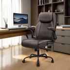NEO CHAIR Office Desk Gaming Computer Home Chair Ergonomic Executive High Back Support Flip-up Arms Adjustable Height Swivel Rolling Wheels Comfy PU Leather (Brown)