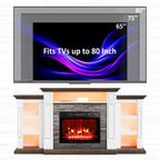 Naice 72" Electric Fireplace with Mantel and Cabinets, Fireplace TV Stand for Living Room Bedroom, LED Light & Power Outlet, 23in Realistic Flame Fireplace and Stacked Stone Surround, Brown