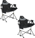 TIMBER RIDGE Hammock Camping Chair with Adjustable Backrest, Heavy Duty Folding Hammock Chair Supports 300lbs, Portable Hammock Chair for Camping, Travelling and Patio, Black 2 Pack