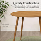 Best Choice Products Round 35.5in Dining Table for 4 w/Sturdy Wood Finish Steel Legs, Mid Century Modern, Space-Saving, Small Space Circle Dinette for Home, Kitchen, Apartment - Pecan