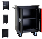 Artman Double Door Rolling Tool Chest, Black & Red Modular Tool Box with Wheels, Heavy-Duty Rolling Tool Cabinet for Garage & Workshop Storage