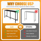Karl home 71" Bar Table, Rectangular High Top Bar Counter Tables with Sturdy Metal Legs, Counter Height Bar Table for Small Space, Dining&Kitchen, Living Room, Easy Assembly, Black