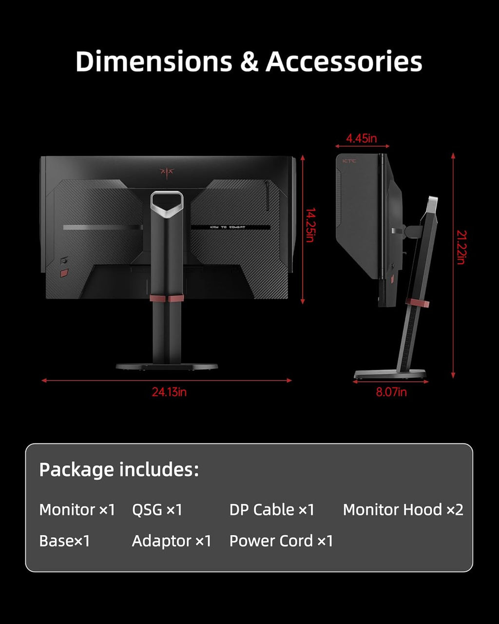 KTC 27M1 27 Inch Gaming Monitor  1440P Monitor with Speakers Built in  210Hz Monitors with Shielding Hood  Fast IPS  Adaptive Sync  130%sRGB  1MS(MPRT)  VESA Mount  Tilt/Swivel/Pivot/Height Adjustment