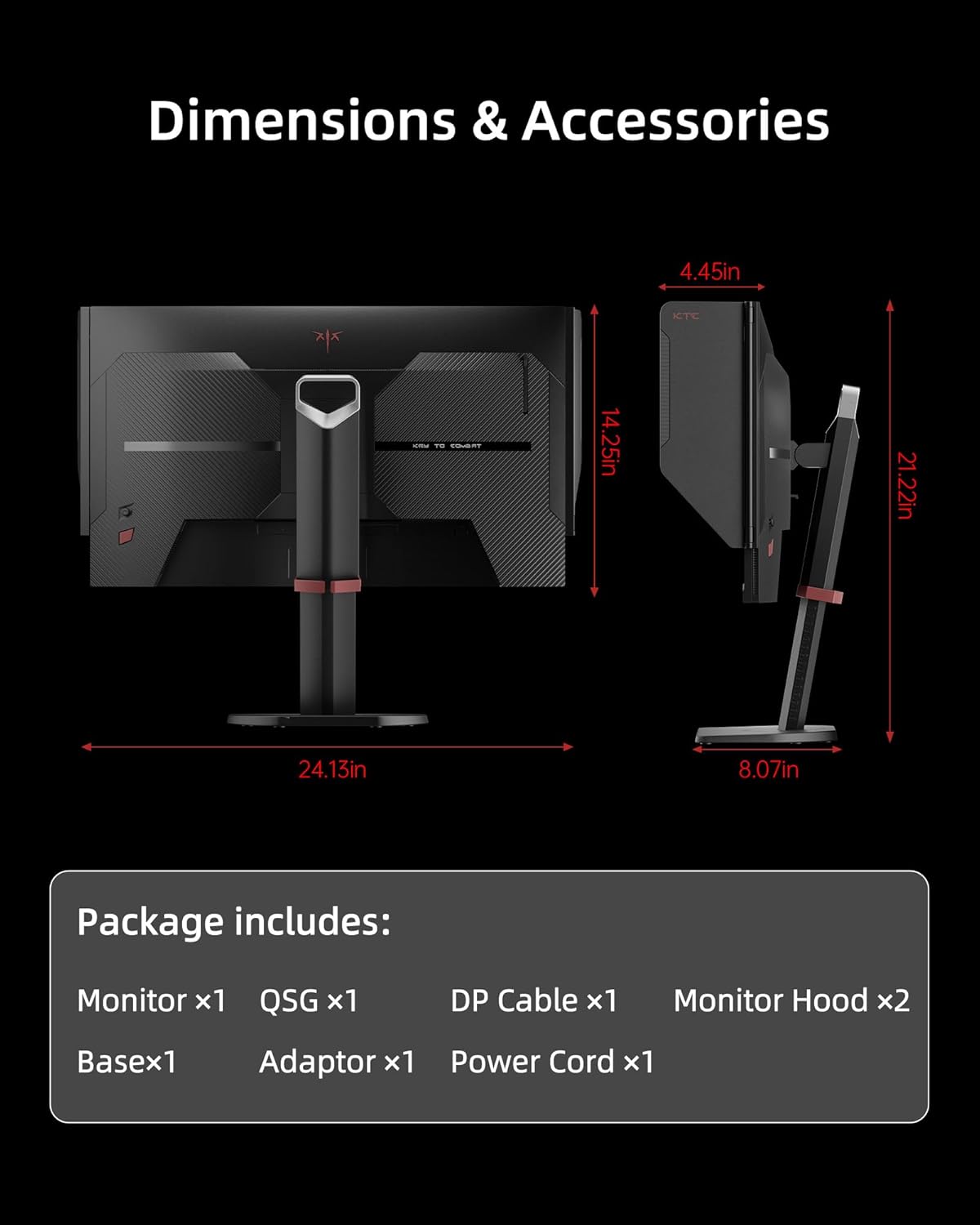 KTC 27M1 27 Inch Gaming Monitor  1440P Monitor with Speakers Built in  210Hz Monitors with Shielding Hood  Fast IPS  Adaptive Sync  130%sRGB  1MS(MPRT)  VESA Mount  Tilt/Swivel/Pivot/Height Adjustment