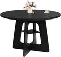 Round Dining Table for 4-6, 47" Kitchen Table for Dining Room, Modern Black Dining Table, Circle Kitchen Table for Living Room, Apartment