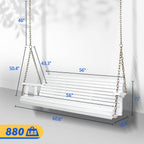 VINGLI Upgraded Patio Wooden Porch Swing for Courtyard & Garden, Heavy Duty 880 LBS Swing Chair Bench with Hanging Chains for Outdoors (5 FT, White)