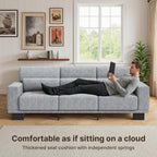 Gizoon 3-Seater Chenille Couch, 89 Inch Modern Comfy Sofa with Wide Armrests & Deep Cushions, for Living Room, Bedroom and Apartment, Grey