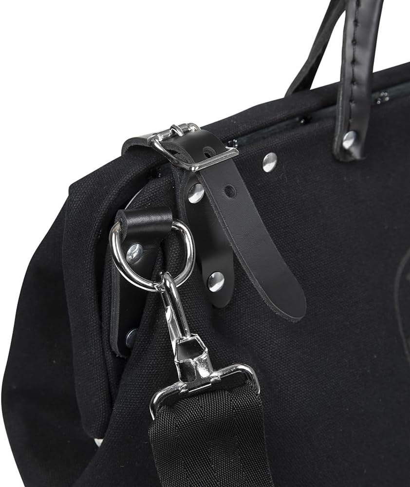 Klein Tools 510216SPBLK Tool Bag, Large 16-Inch Deluxe Canvas Tool Bag and Organizer with 13 Pockets and Shoulder Strap, Black