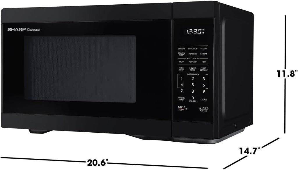 SHARP Countertop Microwave Oven with Removable 12.4" Carousel Turntable, 1000 Watt, 1.1 Cubic Feet, Black