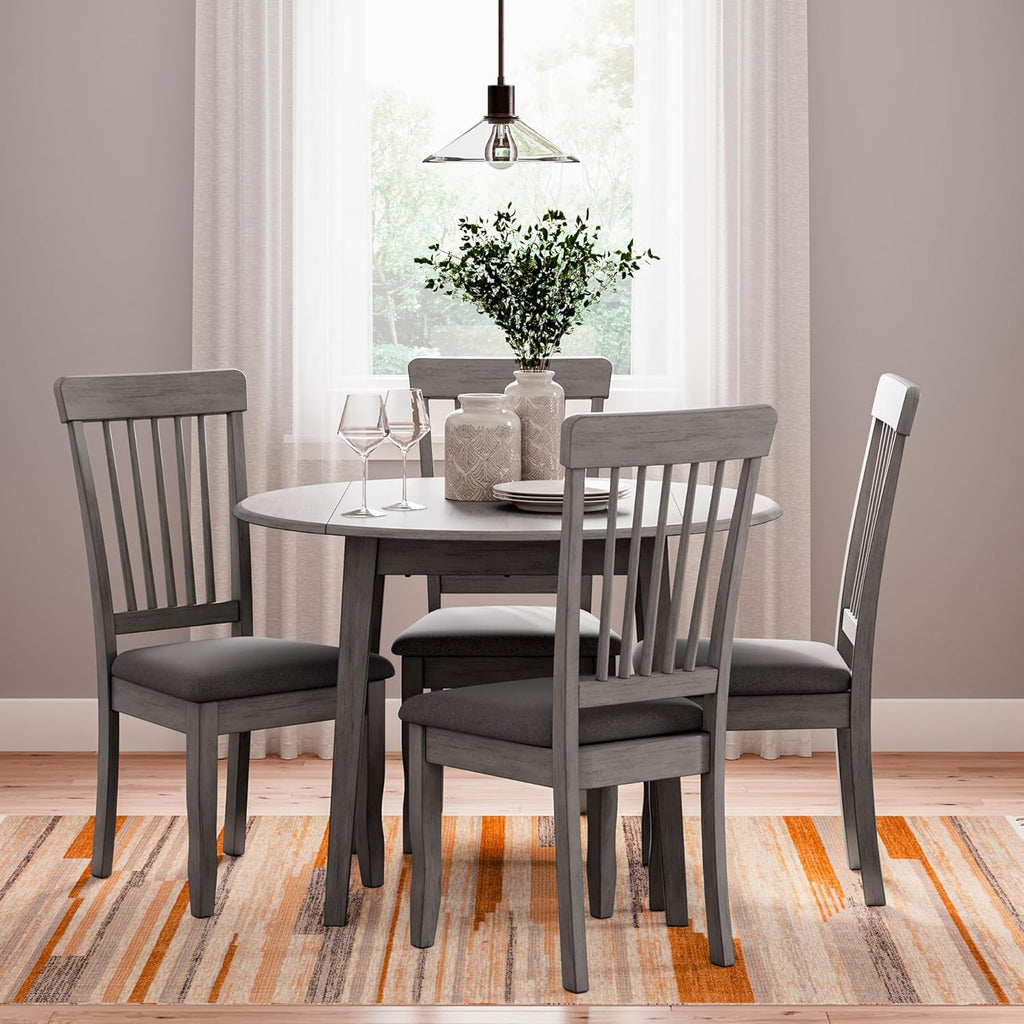Signature Design by Ashley Shullden Casual Round Dining Small Drop Leaf Table, Seats up to 4, Gray