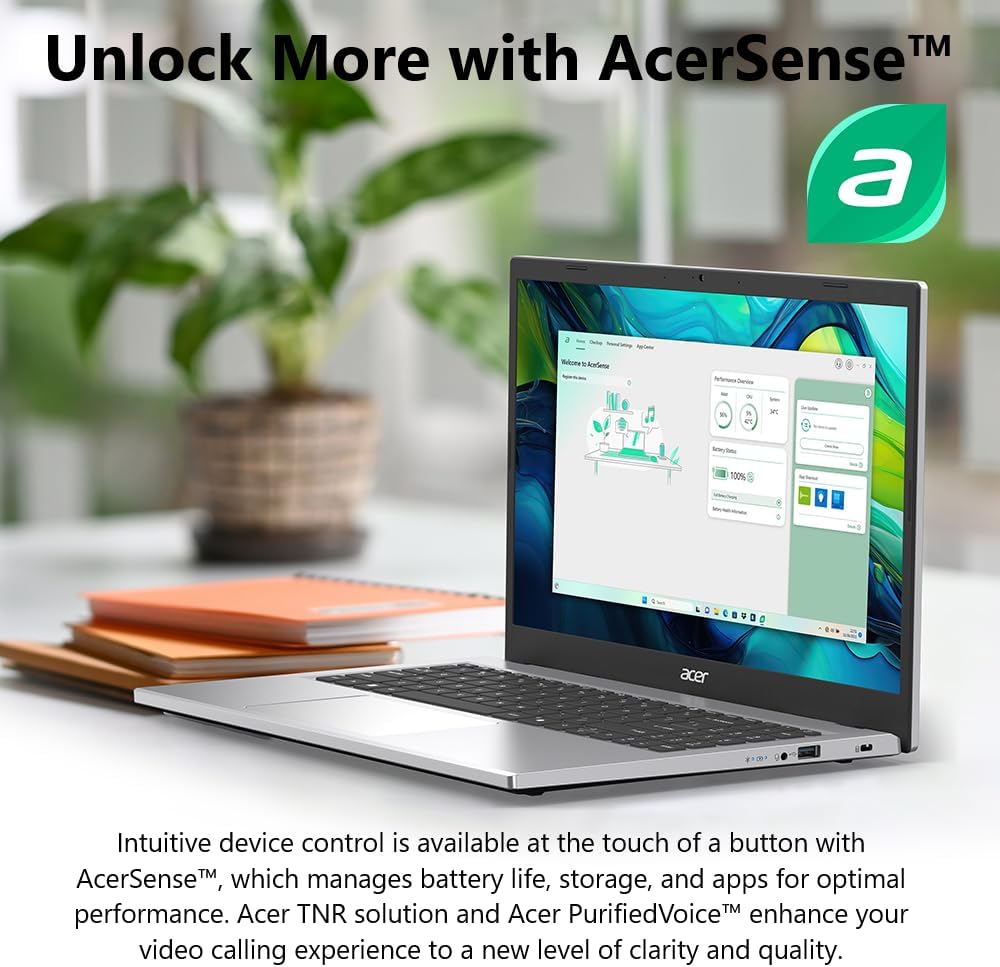 acer Aspire Go 15 AI Ready Laptop | 15.6" FHD IPS Display | AMD Ryzen 3 7320U | AMD Radeon 610M Graphics | 8GB LPDDR5 | 128GB PCIe SSD | Wi-Fi 6 | Windows 11 Home in S Mode | AG15-21P-R5YG