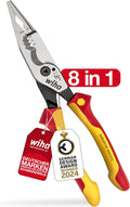 Wiha Multifunctional Pliers for Electricians 8-in-1 I Crimping, Stripping, Cutting, Gripping, Deburring, Bending, Screwing, Cutting Screws (45705)