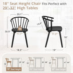 LUE BONA Black Dining Chairs Set of 4, Farmhouse Wood Dining Chairs with Semicircular Backrest, Spindle Dining Chair for Kitchen and Dining Room, 18 Inch