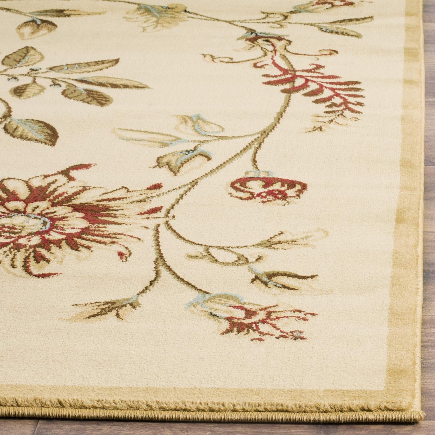 SAFAVIEH Lyndhurst Collection Area Rug - 8' x 11', Ivory & Multi, Traditional Floral Design, Non-Shedding & Easy Care, Ideal for High Traffic Areas in Living Room, Bedroom (LNH552-1291)