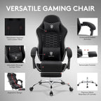 Gaming Chair Breathable Fabric,Computer Office Chair with Footrest,Massage Lumbar Support and Gel Pad,Ergonomic Reclining Adjustable Gamer Chair with Headrest and Spring Cushion Black