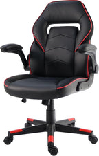 NuSparc SpawnSafe Gaming Chair, Adjustable Height, Flip-up Armrests, 360° Swivel, Black/Red
