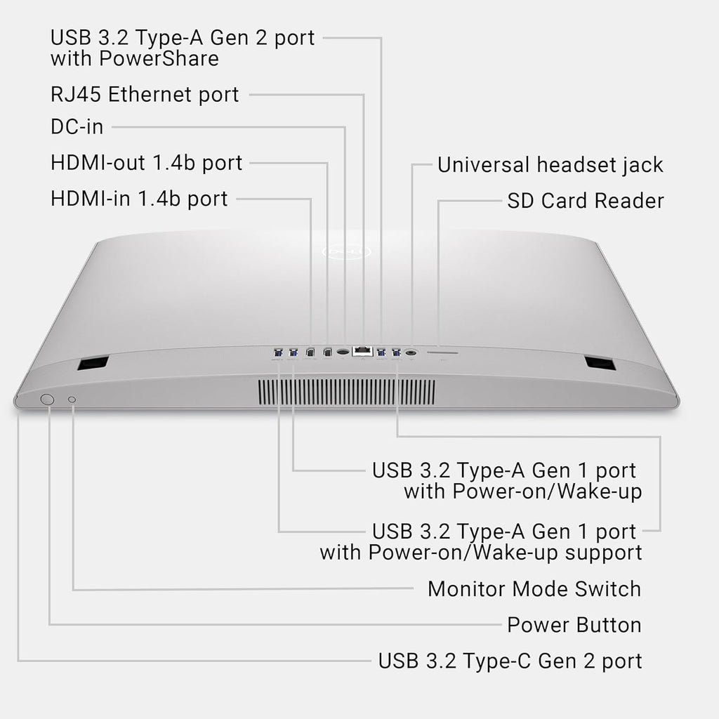 Dell 24 All-in-One Desktop ec24250-23.8-inch FHD Display  Intel Core 3 Processor 100U  Intel Graphics  8GB DDR5 RAM  512GB SSD  Windows 11 Home  Onsite Service+6 Months Retail Migrate - White