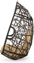 Christopher Knight Home Isaiah Indoor/Outdoor Wicker Tear Drop Hanging Chair (Stand Not Included), Multi-Brown and Tan