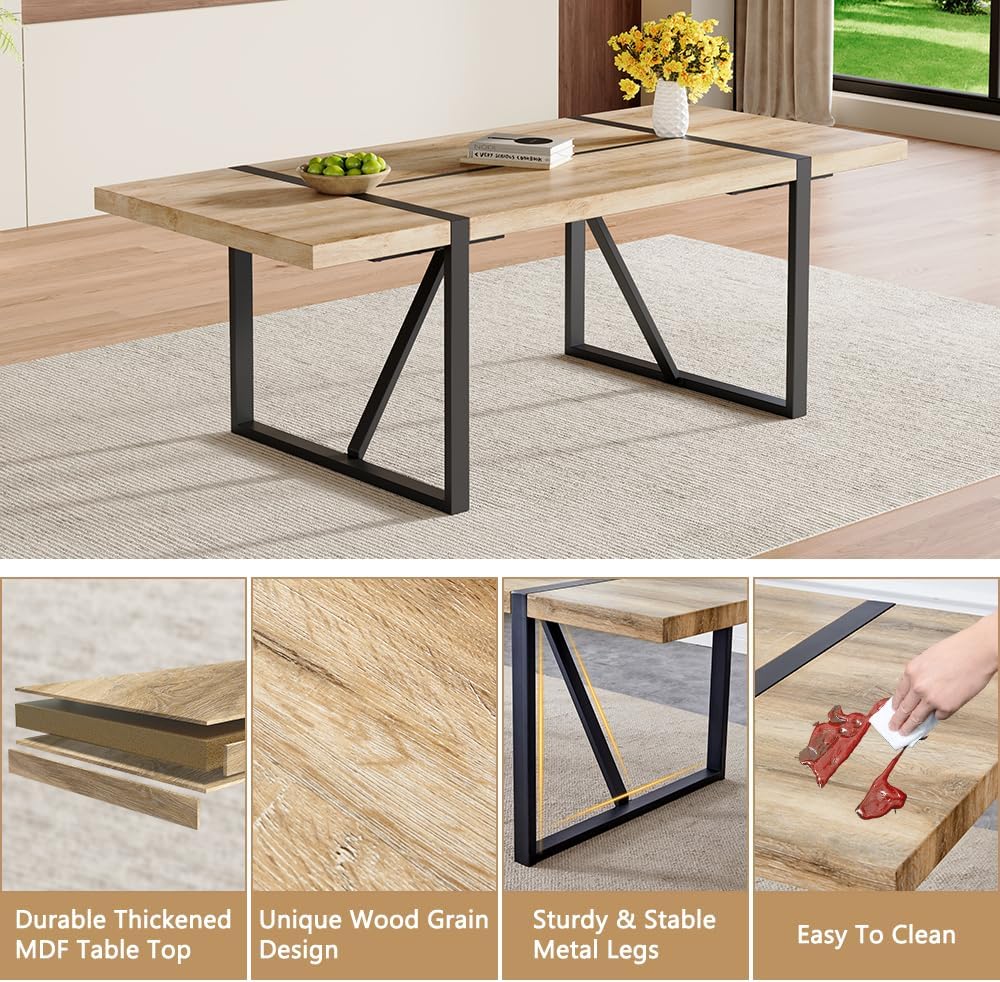 86.6" Dining Table Set for 10, Modern 11 Piece Wood Kitchen Table and Chairs Set, Large Rectangle Dining Table with 10 Linen Fabric Upholstered Chairs, Perfect for Family Gatherings and Dining Room