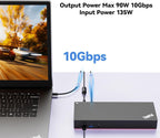ThinkPad 40AF0135 Universal Hybrid USB-C with USB-A Adapter Docking Station for Lenovo Laptops  Dual Monitor  Comes with ITSPWR HDMI 4K Cable + DP Cable+ Cleaning Cloth