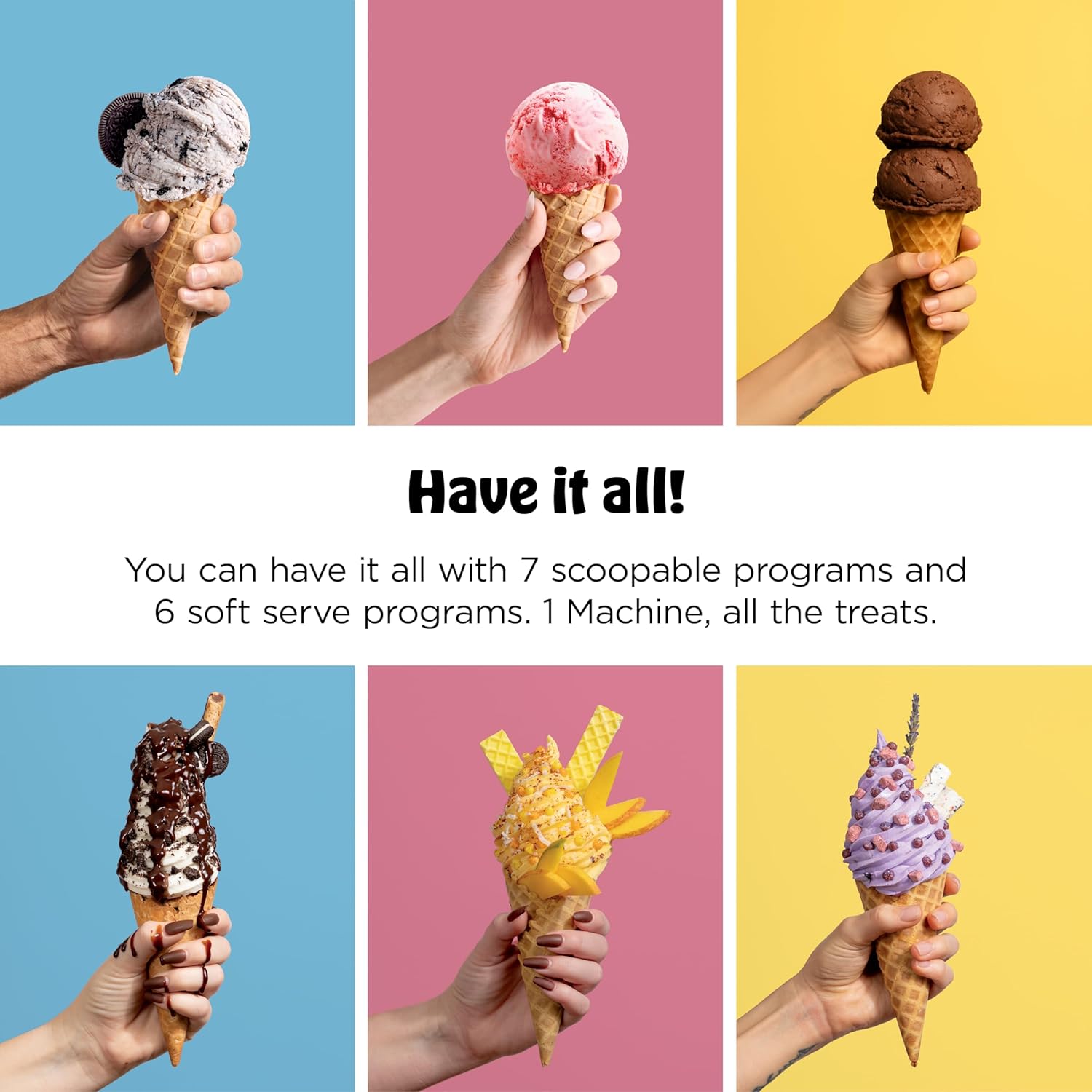 Ninja CREAMi Scoop & Swirl Ice Cream and Soft Serve Maker, Oprah's Favorite Things 2025, 13 Programs, Soft Serve Handle & (4) CREAMi 2-in-1 16oz Pints, Gift for Kids & ALL ages, NC701