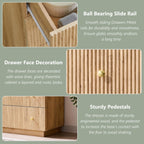 Fluted Dresser for Bedroom, 48" H 7 Drawer Dressers, Wood Tall Dresser Storage Organizer, Modern Bedroom Chest with Deep Storage for Closet Hallway, Entryway, Living Room Natural