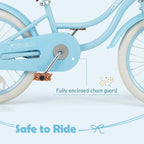 Olakids Kids Bike, 12 14 16 18 20 Inch Toddlers Bike with Training Wheels Rattan Basket Safety Bell Adjustable Seat and Handlebar, Children's Bicycle for Girls Boys