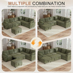 Hanherry Sectional Couch with Pull Out Sofa Bed,Corduroy Sleeper Sofa with Storage Ottoman & USB Charging,Comfy L Shaped Modular Couches for Living Room,Apartment