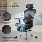 Ergonomic Office Chair with Footrest & Massage Lumbar Support – 4D Headrest & 6D Armrests, Reclining Big and Tall 400LBS Mesh Chair, Adjustable Seat Depth & Back Height, for Home Office/Gaming (Black)
