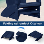 Costaelm Fire Pit Chairs, Outdoor Chair HDPE Adirondack Chair, Modern Patio Porch Chair, Front Porch Backyard Deck Outside Chairs (Set of 2), Navy Blue