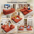 Folding Sofa Bed, Convertible Sleeper Couch, 78 Inch Oversized Corduroy Upholstered Boneless Couch, Loveseat Sleeper with Pull Out Bed, Floor Sofa Modular Futon Couch for Living Room Bedroom