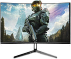 ZZA 32" Curved Gaming Monitor  4K UHD (3840 x 2160) VA Display  1500R Immersion  144Hz/160Hz Refresh Rate  Advanced Computer Screen  Supports AMD FreeSync Premium  120% sRGB Color Gamut HDMI 2.1/DP1.4